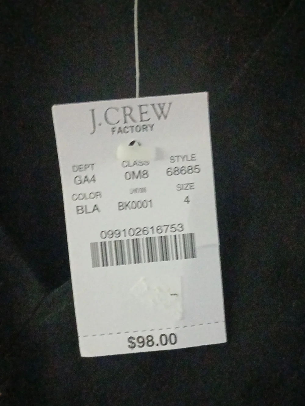 NWT J. Crew Factory Black Tie-Front V-Neck Sundress ■ Size 4